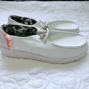 Hey Dude Women's White Canvas Loafers
